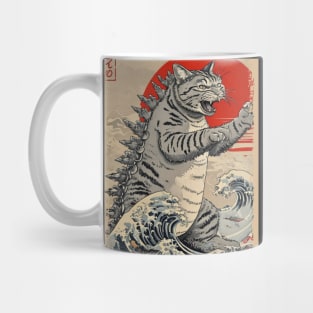 Catzilla Cat Japanese Art Funny Cat Mug